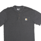 CARHARTT Mens Grey Short Sleeve Henley S Cotton Pocket T-Shirt Casual