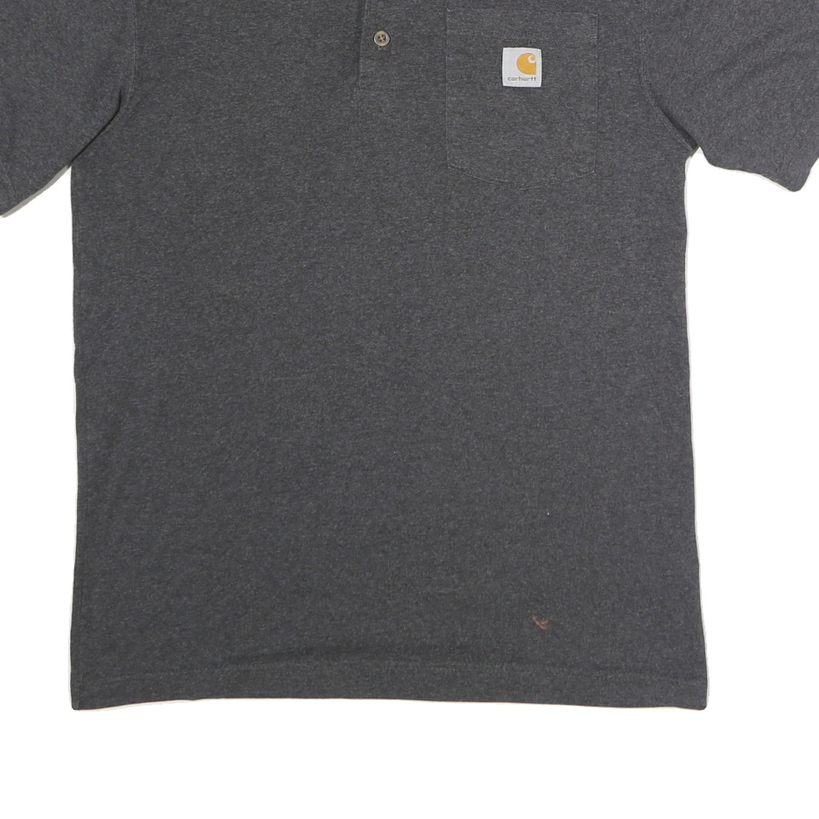 CARHARTT Mens Grey Short Sleeve Henley S Cotton Pocket T-Shirt Casual