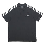 ADIDAS Mens Black Polo Shirt XL Cotton Blend Classic 3 Stripe Sportswear