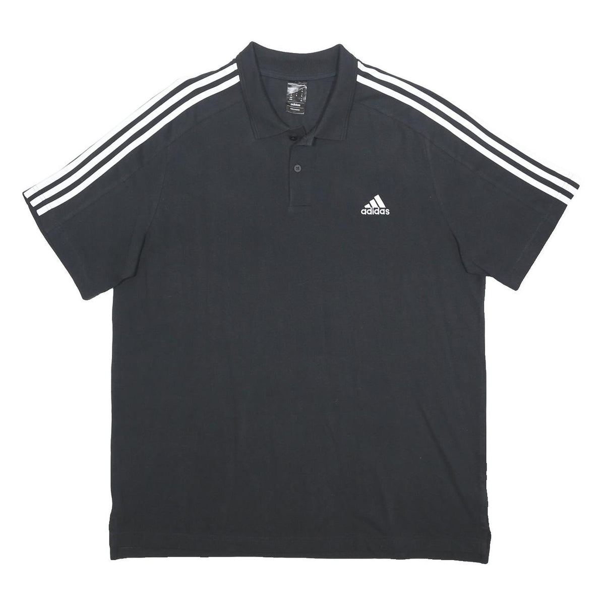 ADIDAS Mens Black Polo Shirt XL Cotton Blend Classic 3 Stripe Sportswear