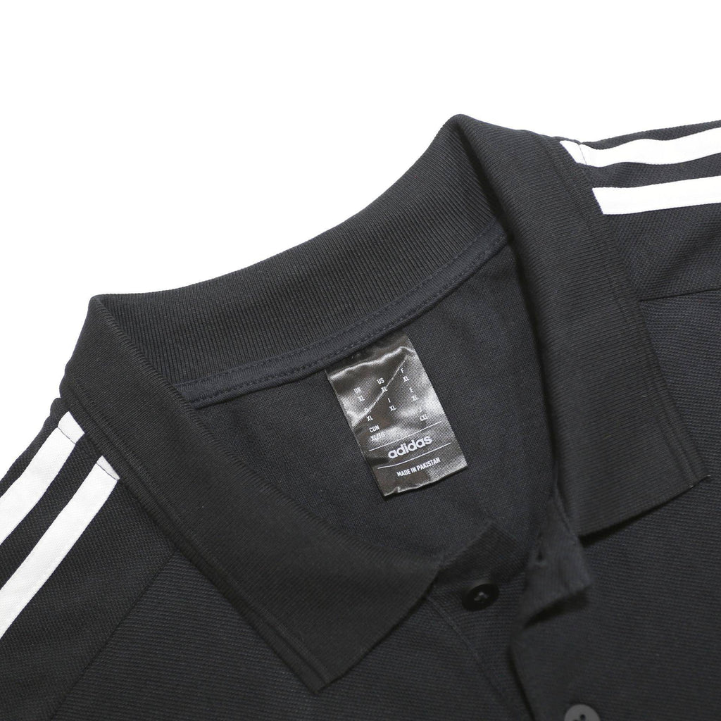 ADIDAS Mens Black Polo Shirt XL Cotton Blend Classic 3 Stripe Sportswear
