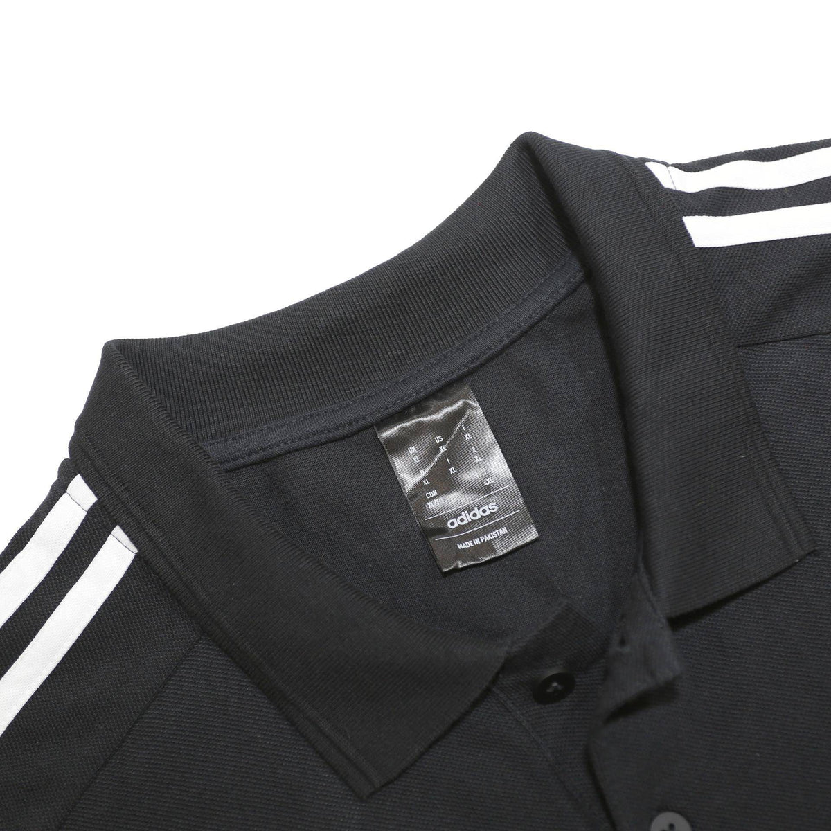ADIDAS Mens Black Polo Shirt XL Cotton Blend Classic 3 Stripe Sportswear