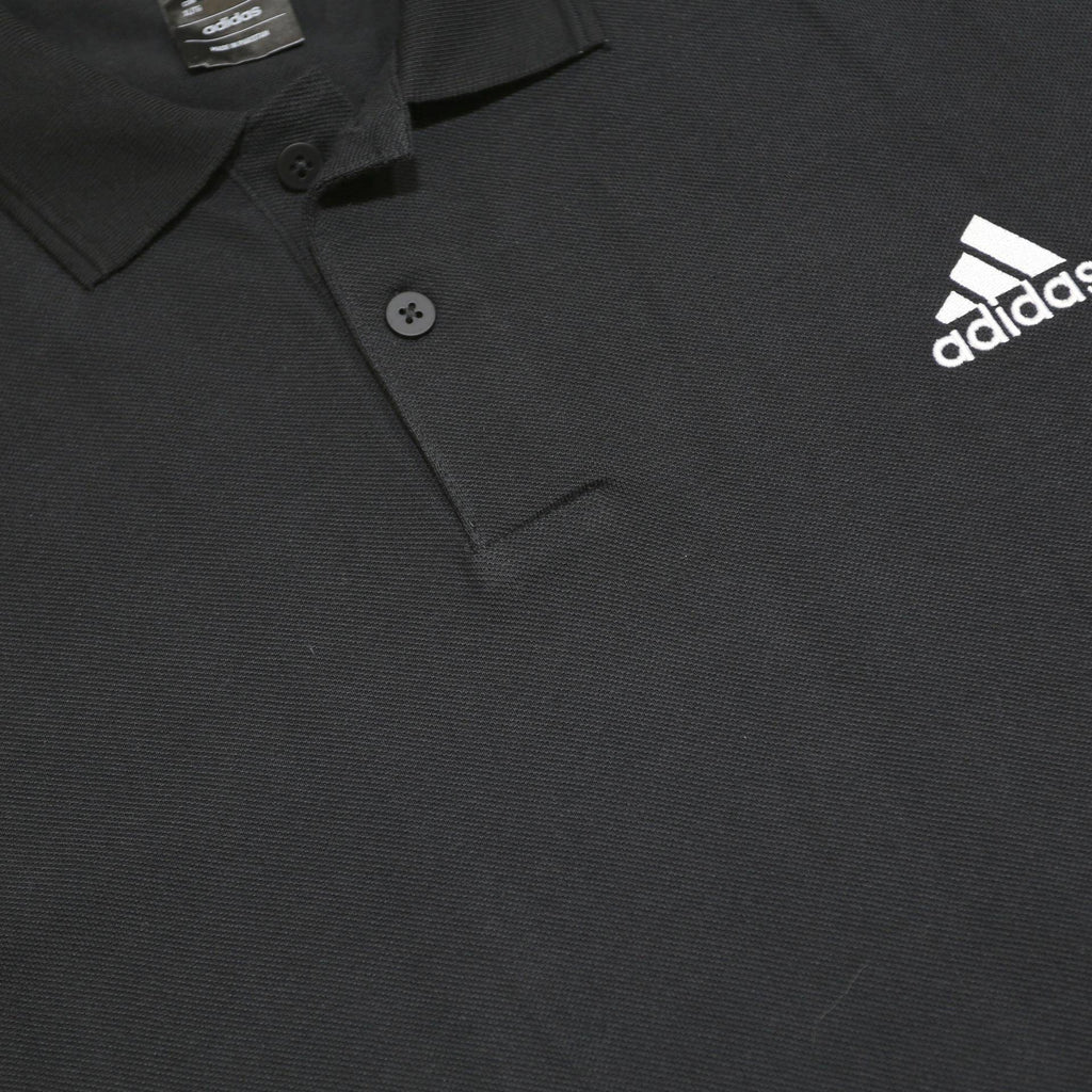 ADIDAS Mens Black Polo Shirt XL Cotton Blend Classic 3 Stripe Sportswear