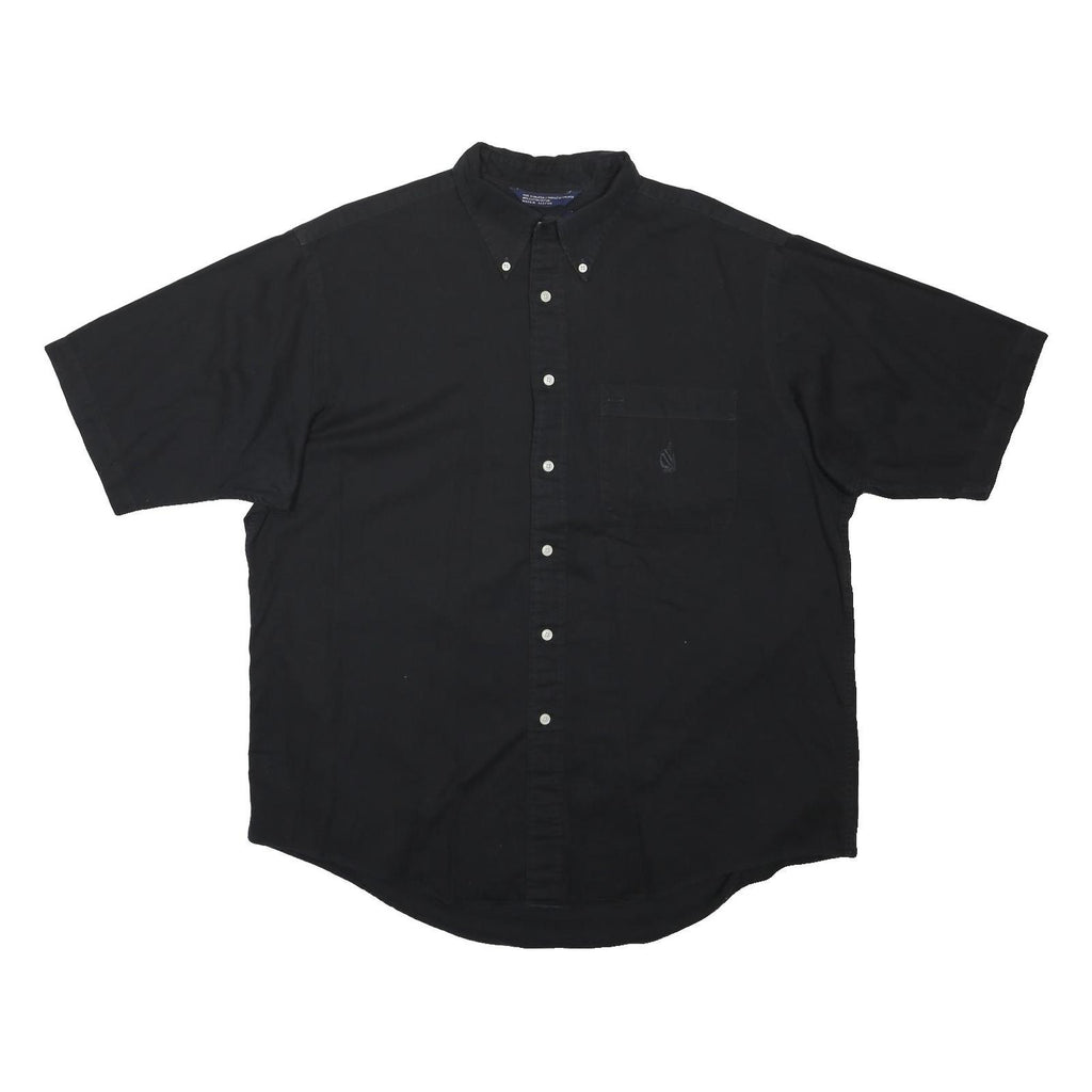 NAUTICA Mens Black Shirt L Cotton Blend Comfortable Casual Button Shirt