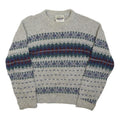 ALPS Mens Grey Wool Patterned Crew Neck Basic Knit Jumper L Winter Warm