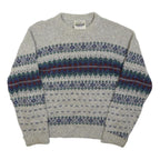 ALPS Mens Grey Wool Patterned Crew Neck Basic Knit Jumper L Winter Warm