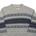 ALPS Mens Grey Wool Patterned Crew Neck Basic Knit Jumper L Winter Warm