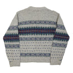 ALPS Mens Grey Wool Patterned Crew Neck Basic Knit Jumper L Winter Warm
