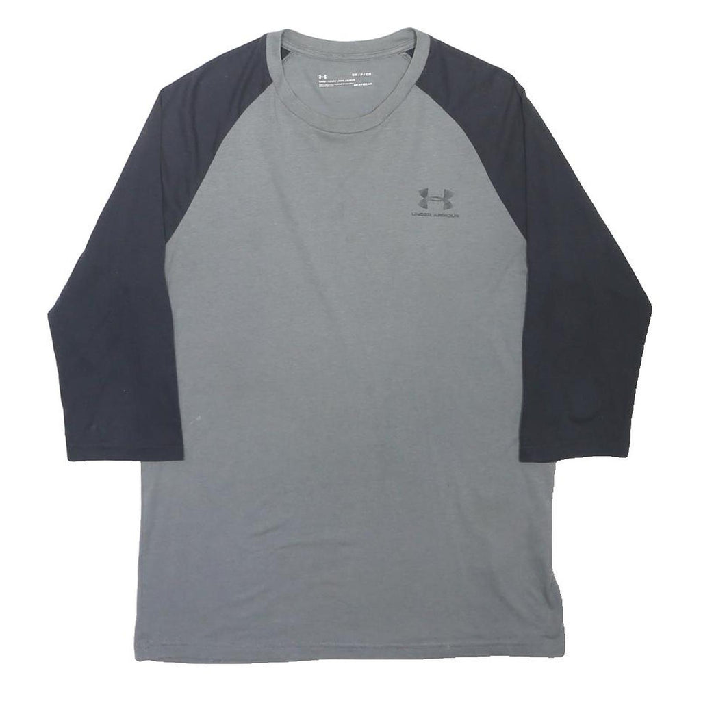 COLUMBIA Mens Grey & Black Graphic T-Shirt S Long Sleeve Crew Neck Casual Cotton