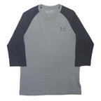COLUMBIA Mens Grey & Black Graphic T-Shirt S Long Sleeve Crew Neck Casual Cotton