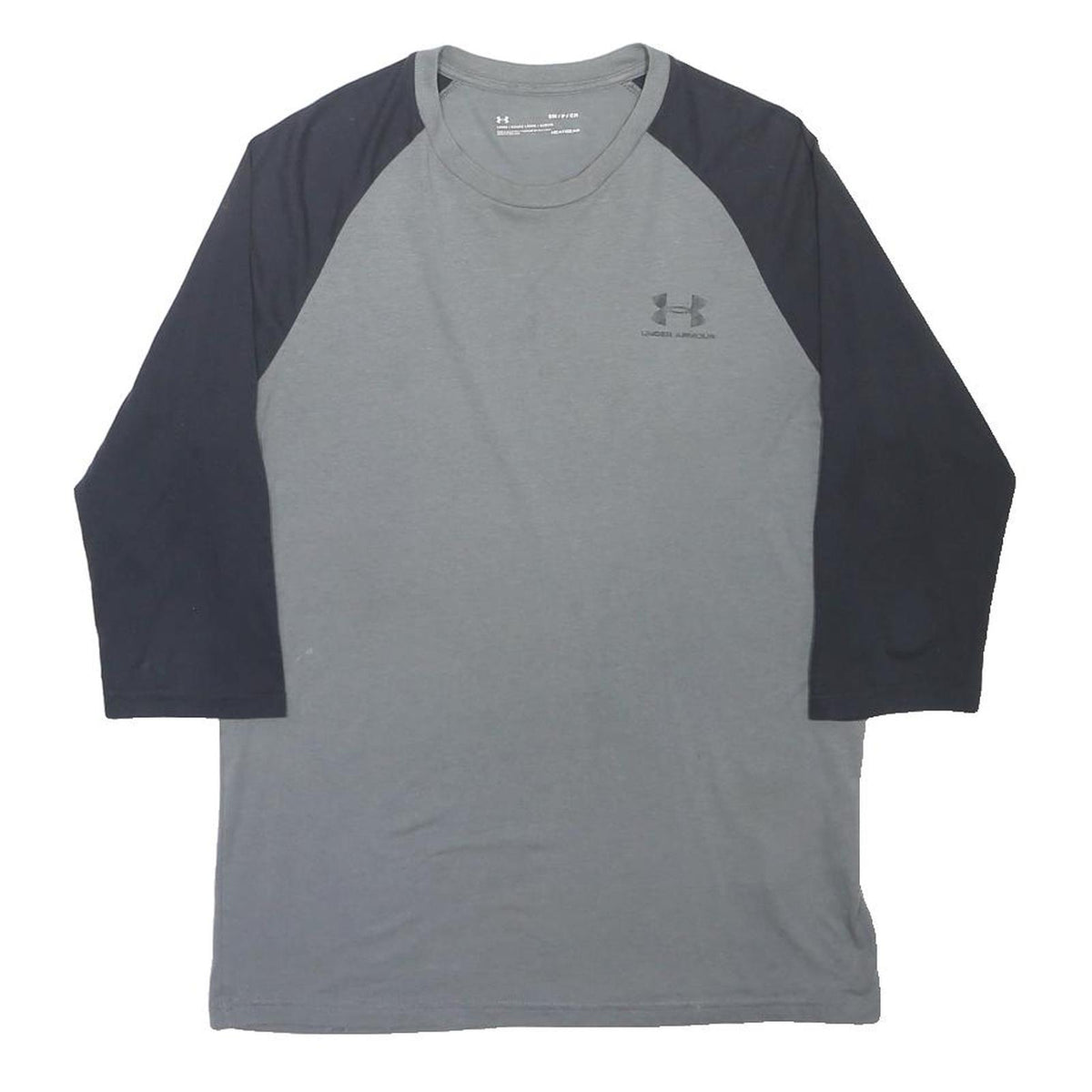 COLUMBIA Mens Grey & Black Graphic T-Shirt S Long Sleeve Crew Neck Casual Cotton