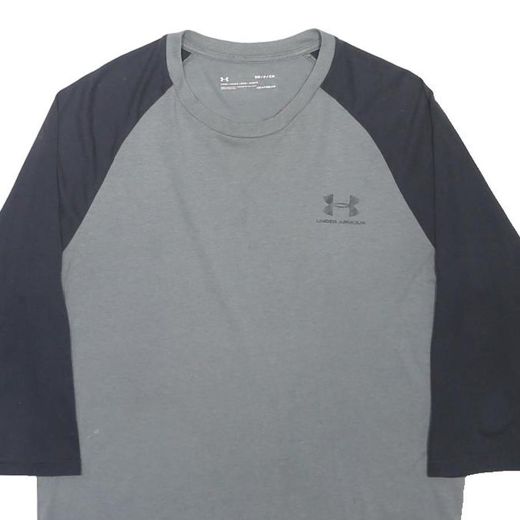 COLUMBIA Mens Grey & Black Graphic T-Shirt S Long Sleeve Crew Neck Casual Cotton
