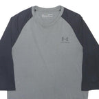COLUMBIA Mens Grey & Black Graphic T-Shirt S Long Sleeve Crew Neck Casual Cotton