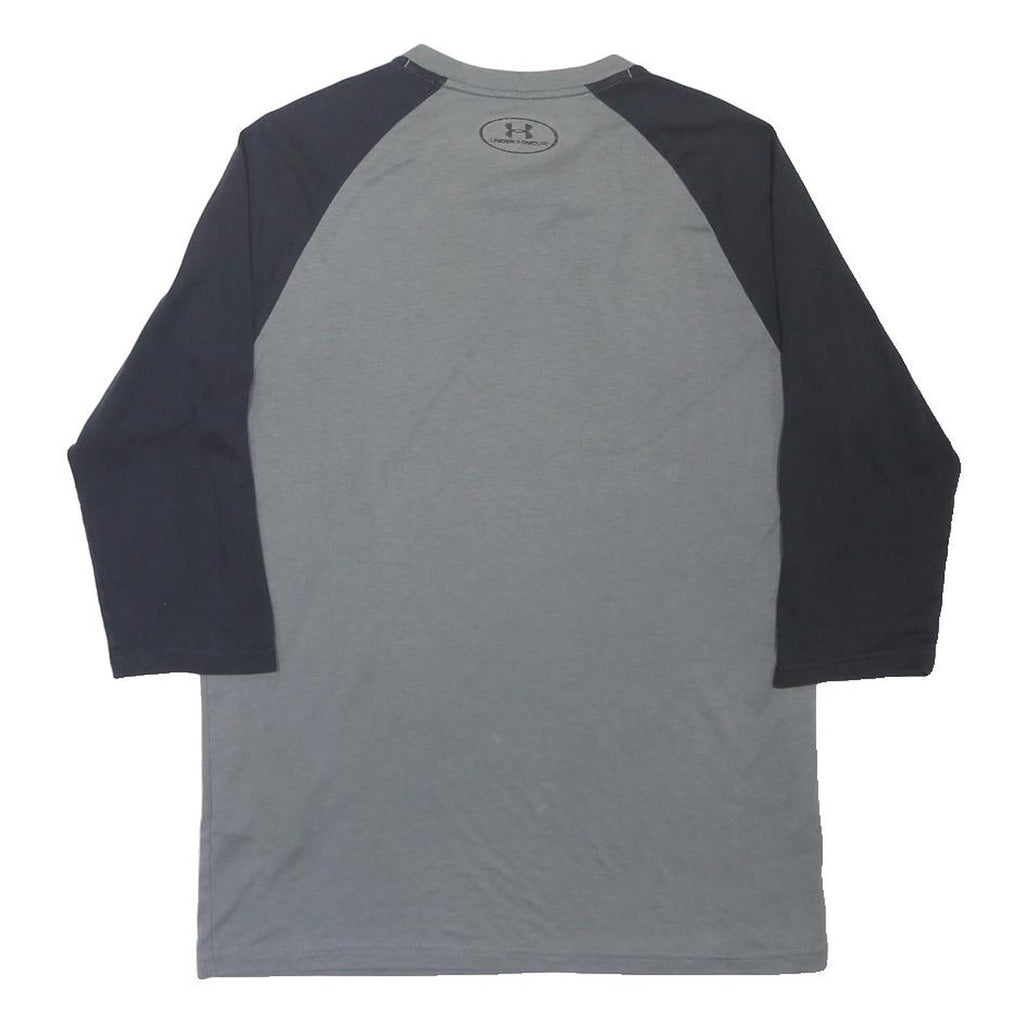 COLUMBIA Mens Grey & Black Graphic T-Shirt S Long Sleeve Crew Neck Casual Cotton