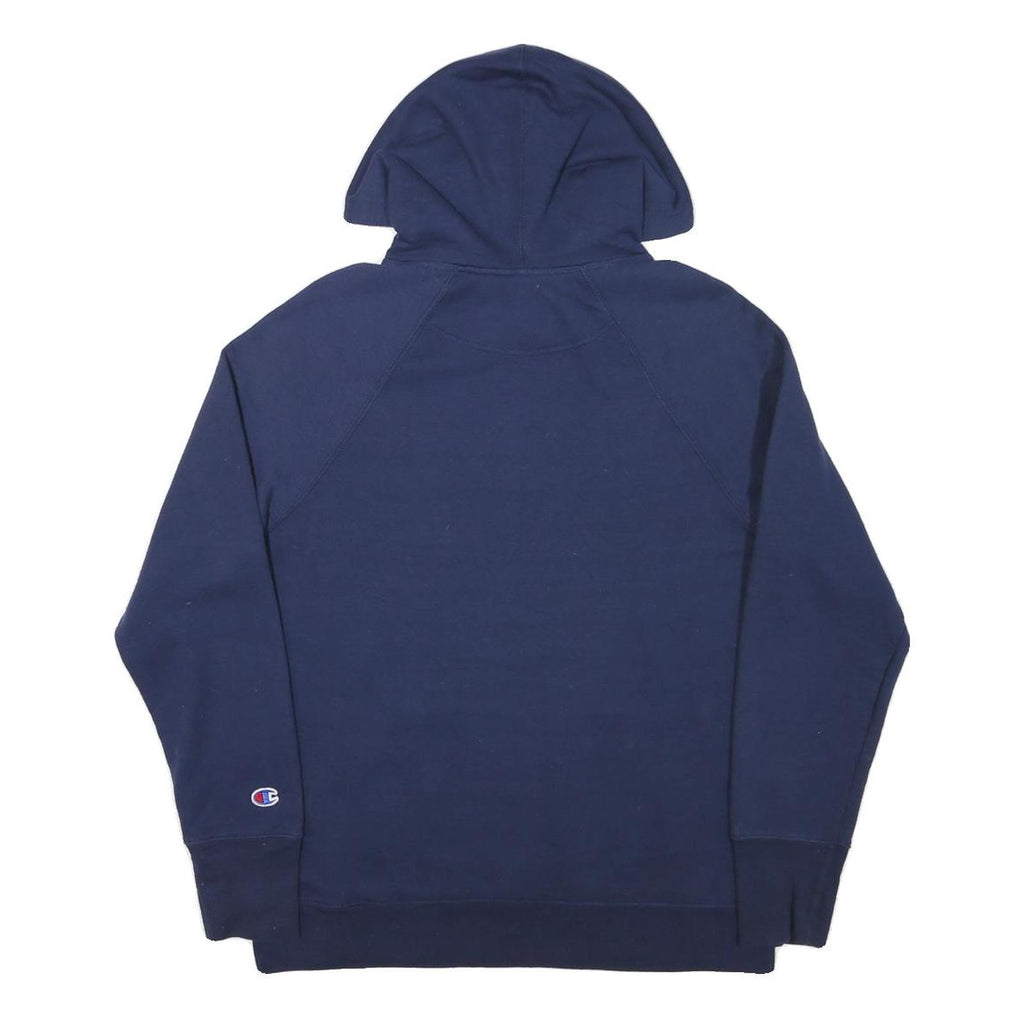 CHAMPION Womens Navy Blue Pullover Hoodie M Multicolour Logo Cotton Blend