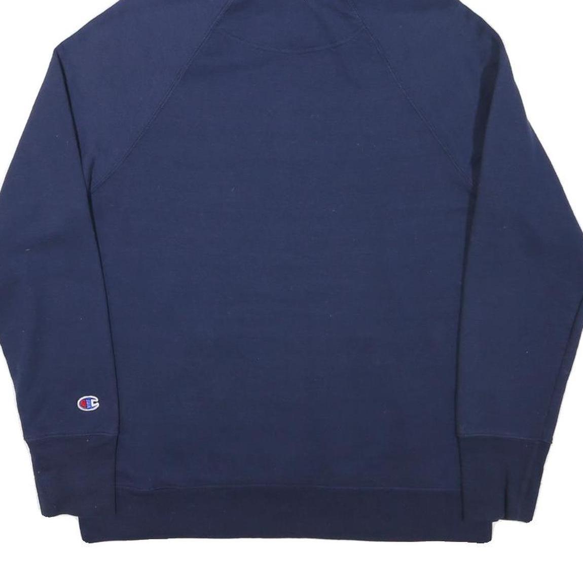 CHAMPION Womens Navy Blue Pullover Hoodie M Multicolour Logo Cotton Blend