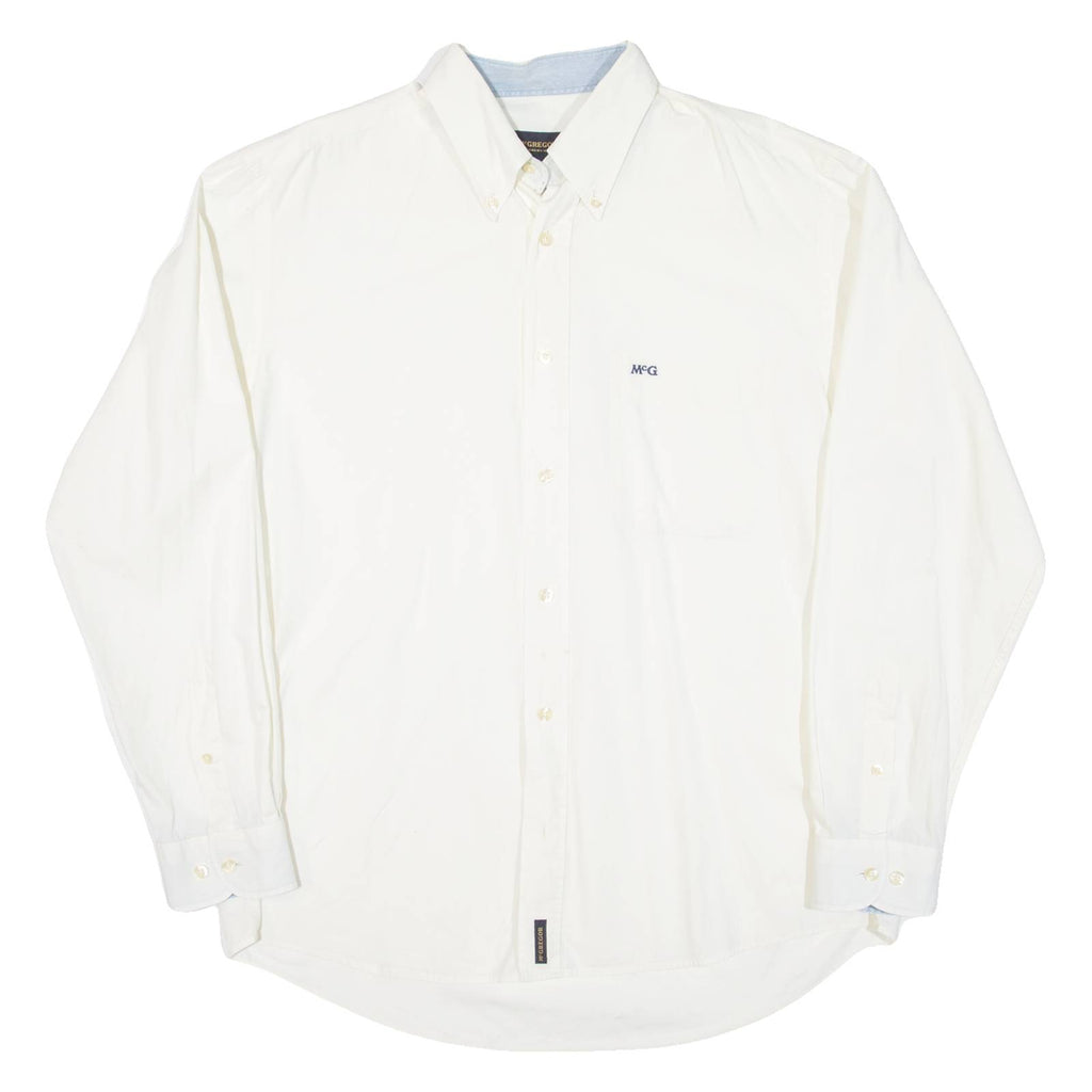 MCGREGOR Mens Plain Shirt White Long Sleeve L