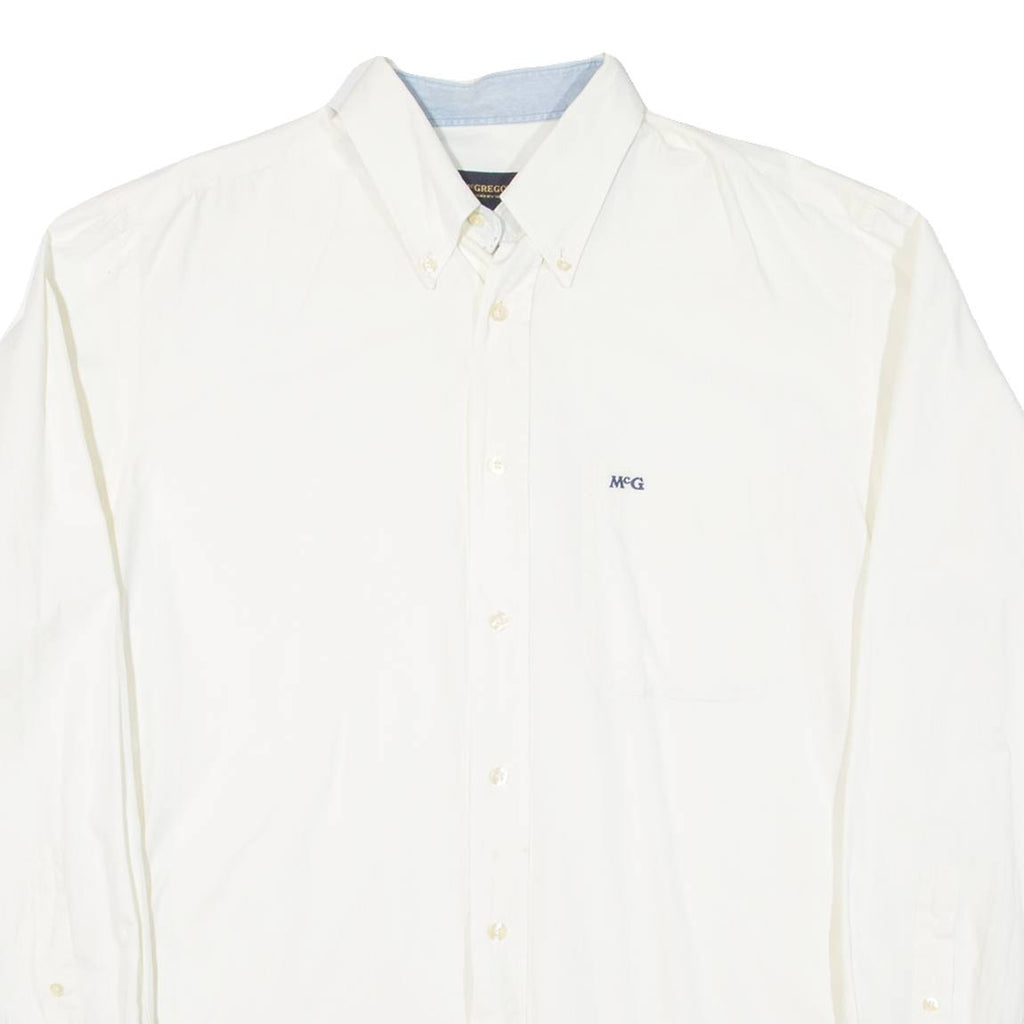 MCGREGOR Mens Plain Shirt White Long Sleeve L