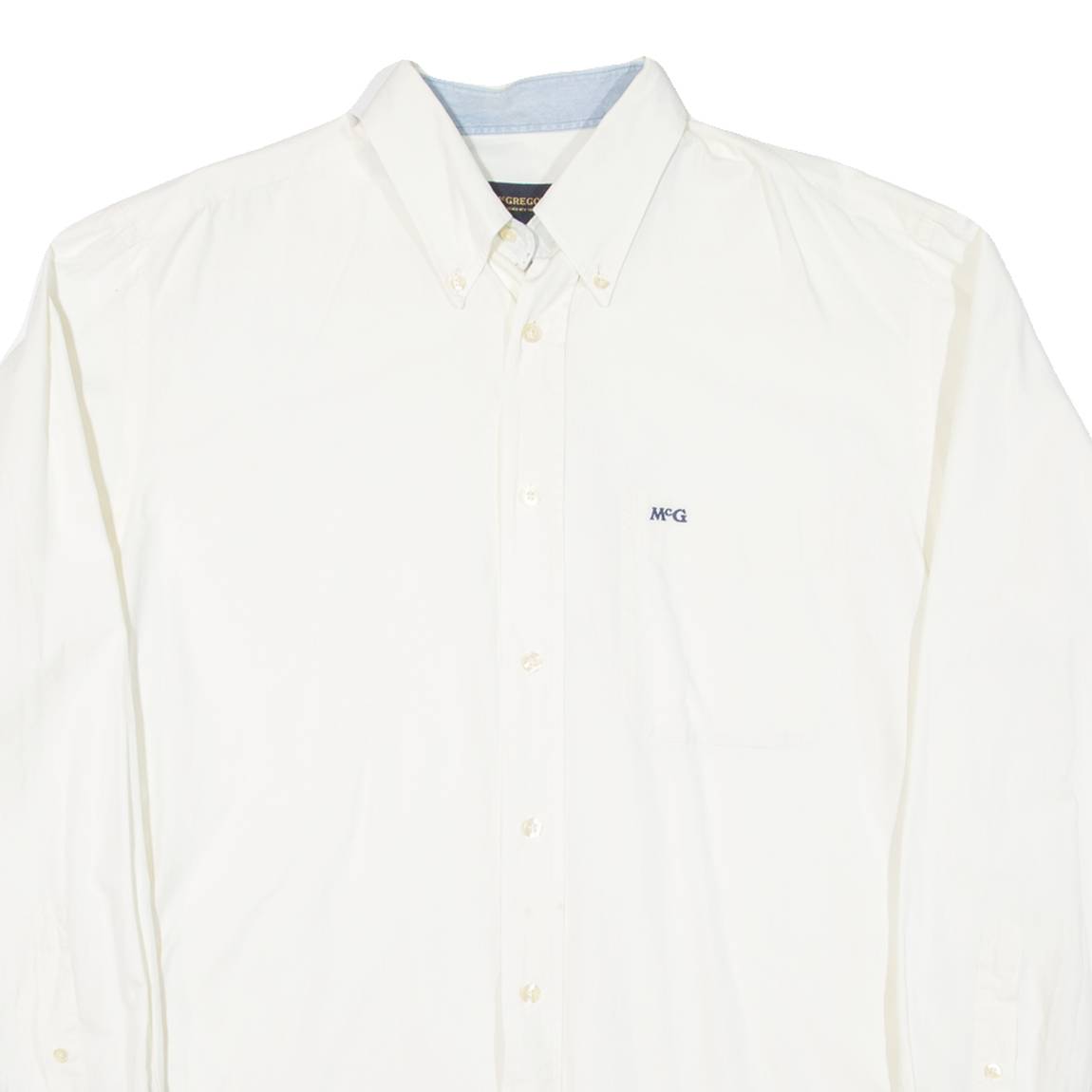 MCGREGOR Mens Plain Shirt White Long Sleeve L