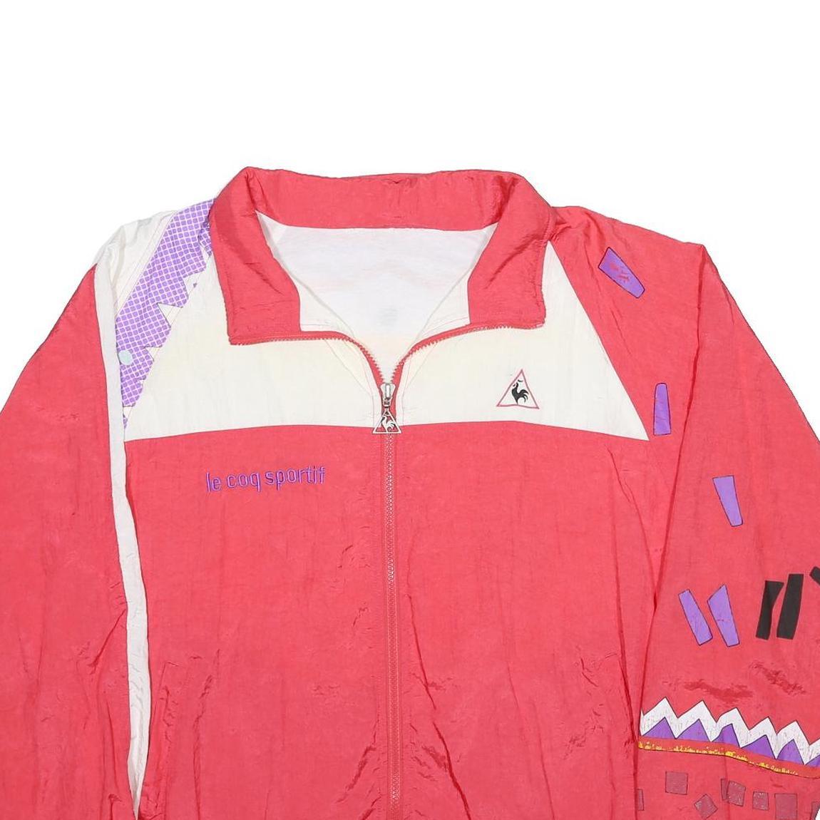 LE COQ SPORTIF Womens Red & White Patterned Synthetic Track Jacket L