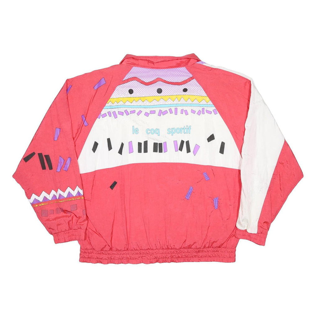LE COQ SPORTIF Womens Red & White Patterned Synthetic Track Jacket L