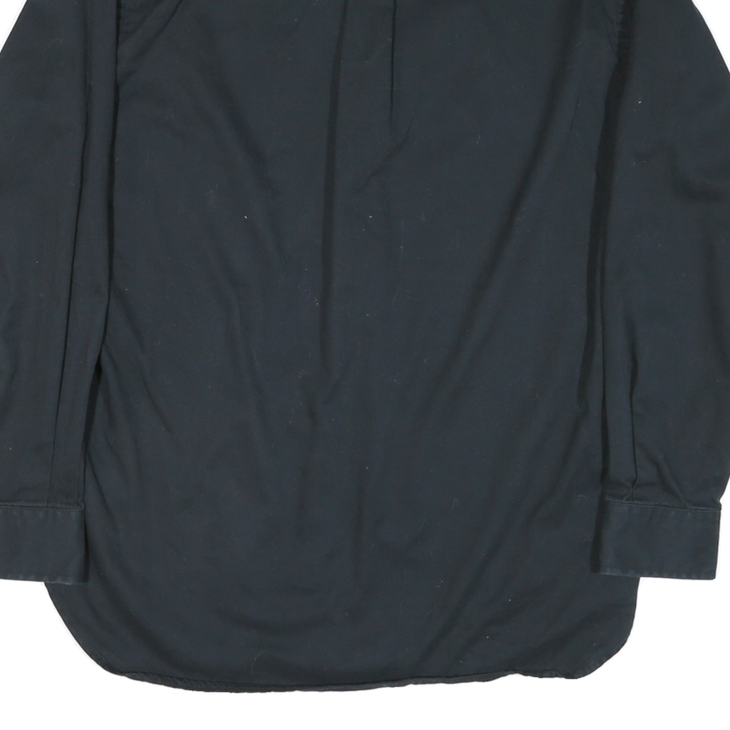 TOMMY HILFIGER Mens Black Shirt M Cotton Blend Button Neck Casual