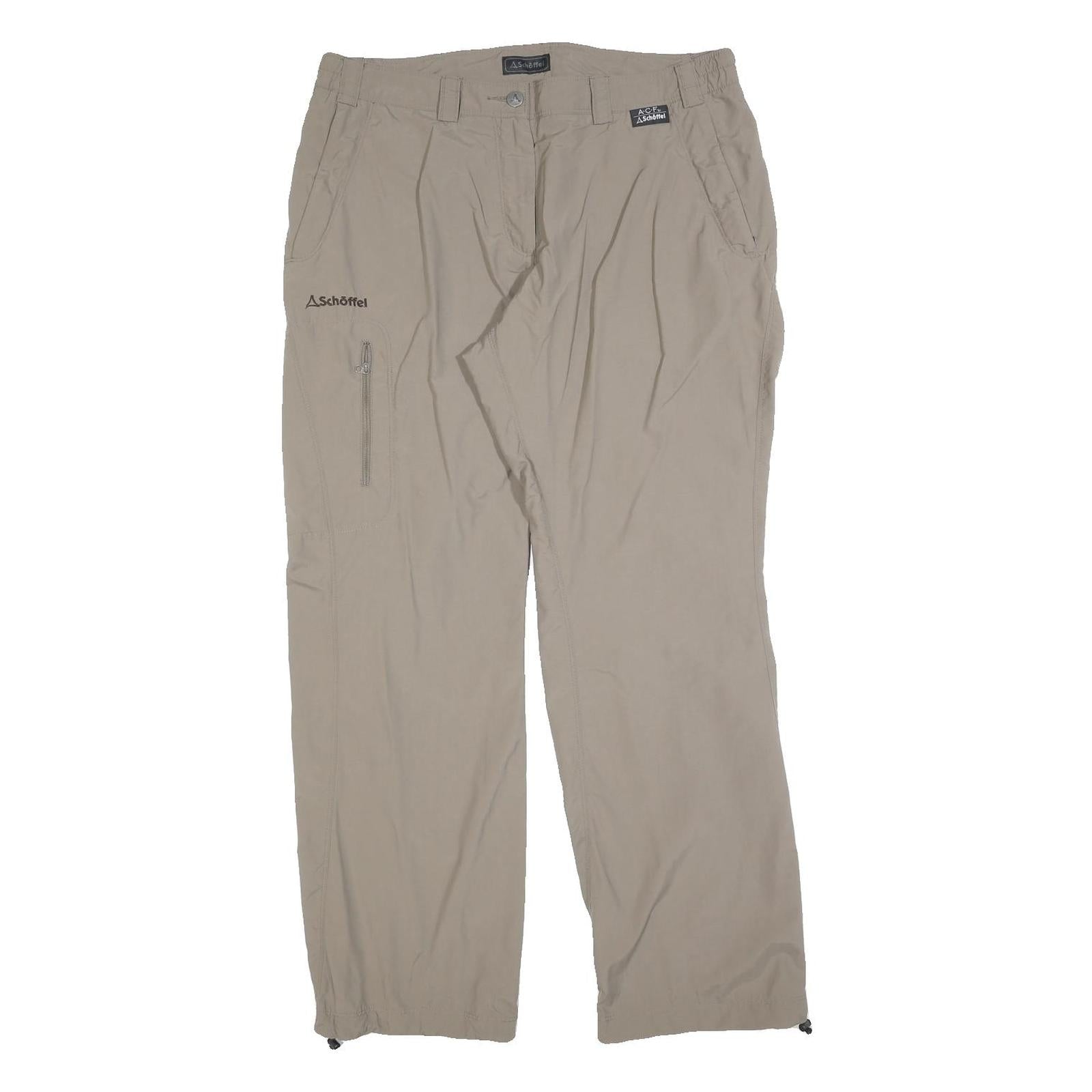 SCHOFFEL Womens Relaxed Beige Polyester Blend Zip Trousers W36 L30 Outdoor