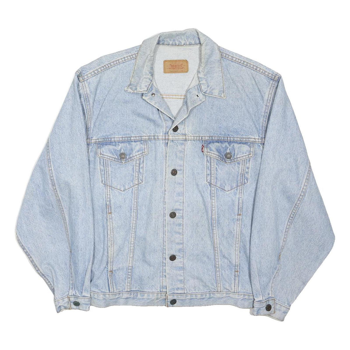 LEVI'S Mens Blue Denim Jacket L Cotton Classic Button Closure Casual Outerwear