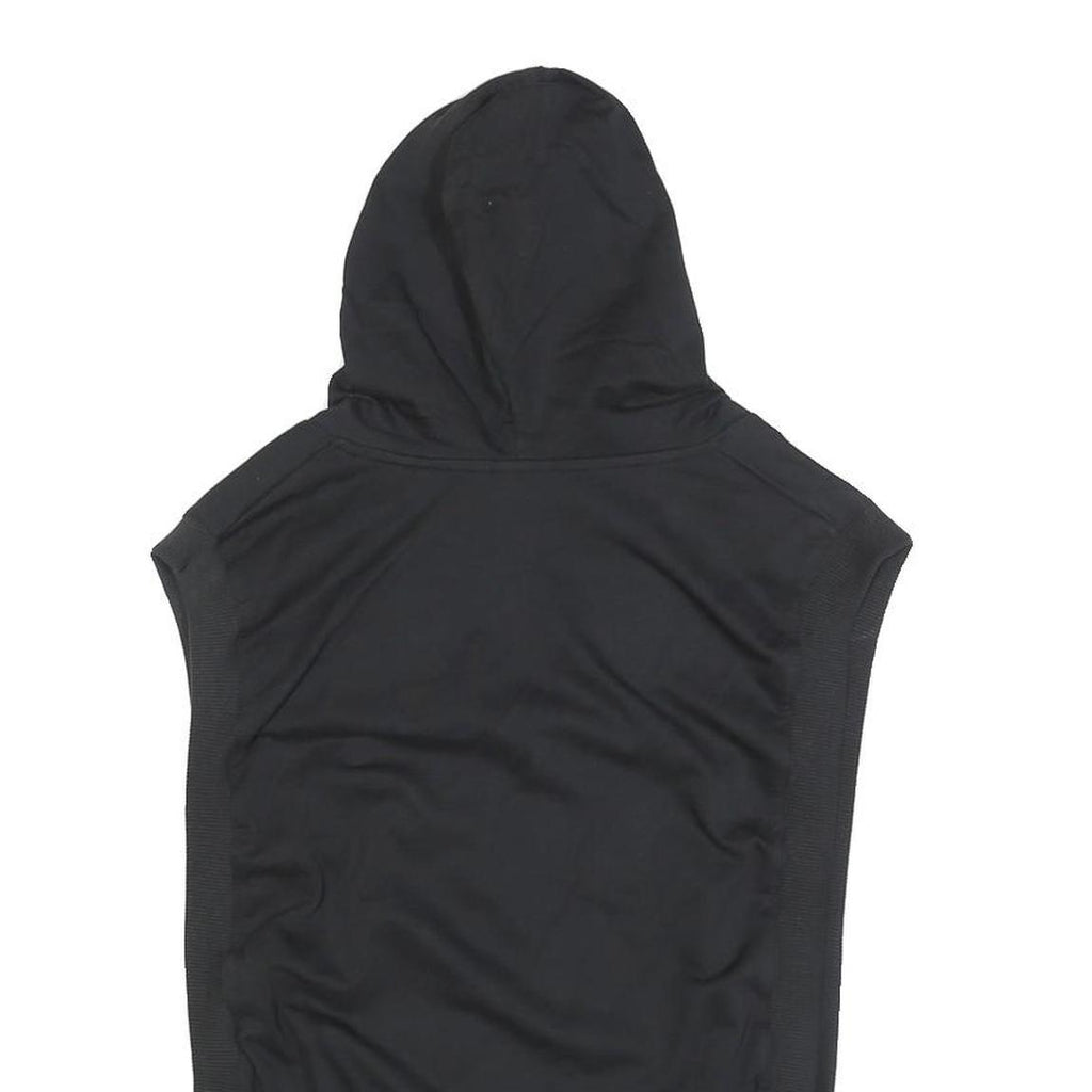 NIKE Womens Black Cotton Blend Sleeveless Hoodie UK 14 Graphic Print Hooded