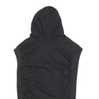 NIKE Womens Black Cotton Blend Sleeveless Hoodie UK 14 Graphic Print Hooded
