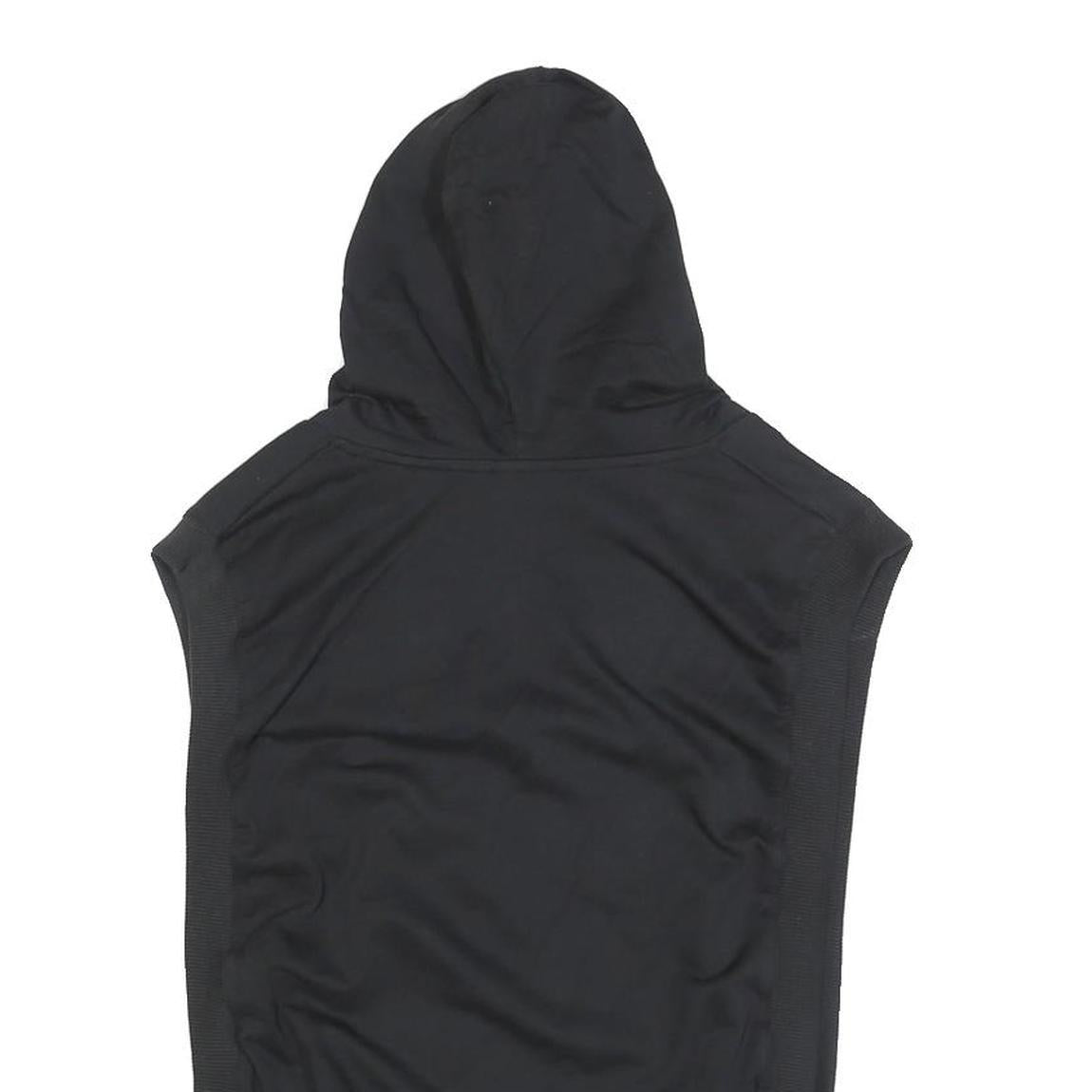 NIKE Womens Black Cotton Blend Sleeveless Hoodie UK 14 Graphic Print Hooded