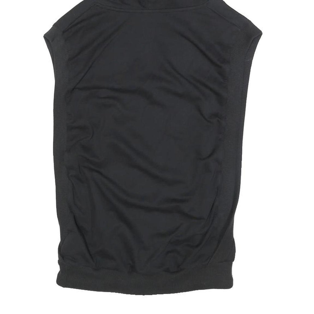 NIKE Womens Black Cotton Blend Sleeveless Hoodie UK 14 Graphic Print Hooded