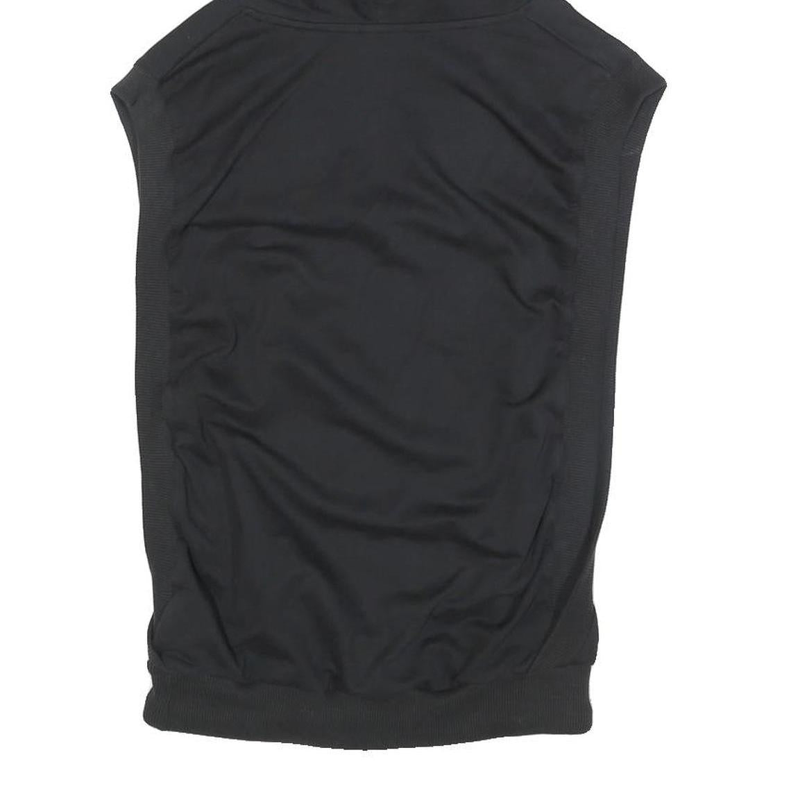 NIKE Womens Black Cotton Blend Sleeveless Hoodie UK 14 Graphic Print Hooded