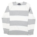 NAUTICA Mens Grey & White Patterned Cotton Blend Jumper Crew Neck Basic Knit L