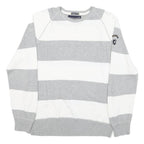 NAUTICA Mens Grey & White Patterned Cotton Blend Jumper Crew Neck Basic Knit L
