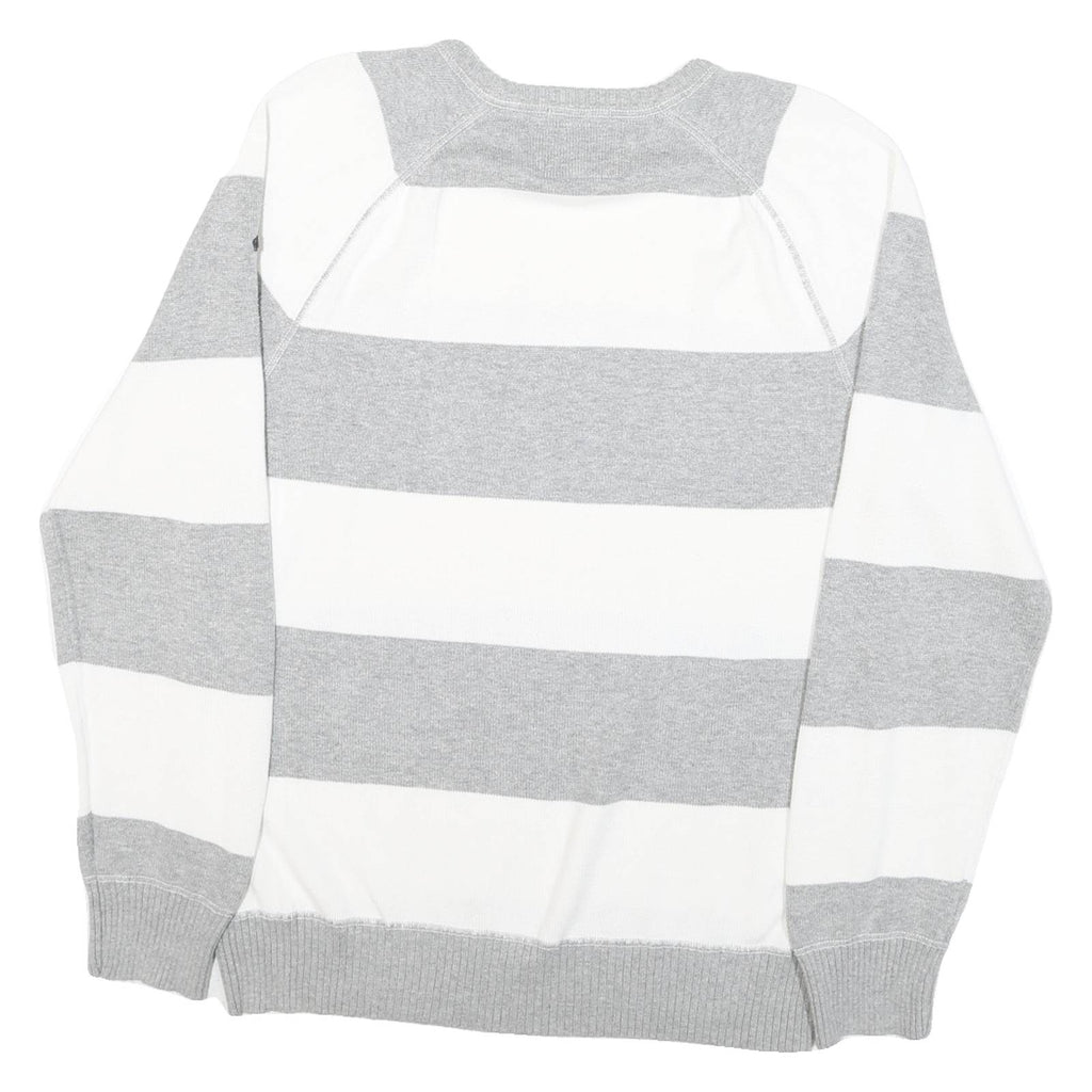 NAUTICA Mens Grey & White Patterned Cotton Blend Jumper Crew Neck Basic Knit L