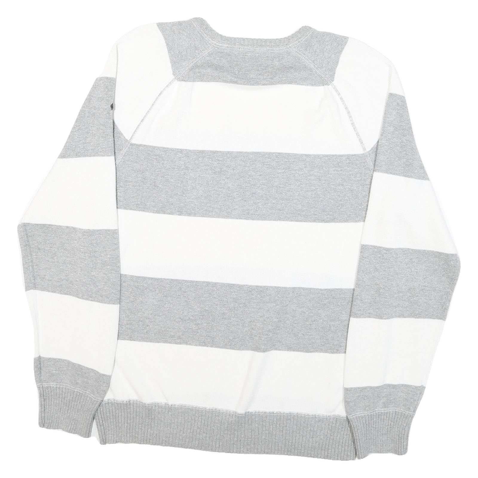 NAUTICA Mens Grey & White Patterned Cotton Blend Jumper Crew Neck Basic Knit L