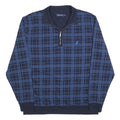 NAUTICA Mens Navy Blue Checked Quarter Zip 2XL Cotton Blend Sweatshirt