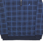 NAUTICA Mens Navy Blue Checked Quarter Zip 2XL Cotton Blend Sweatshirt