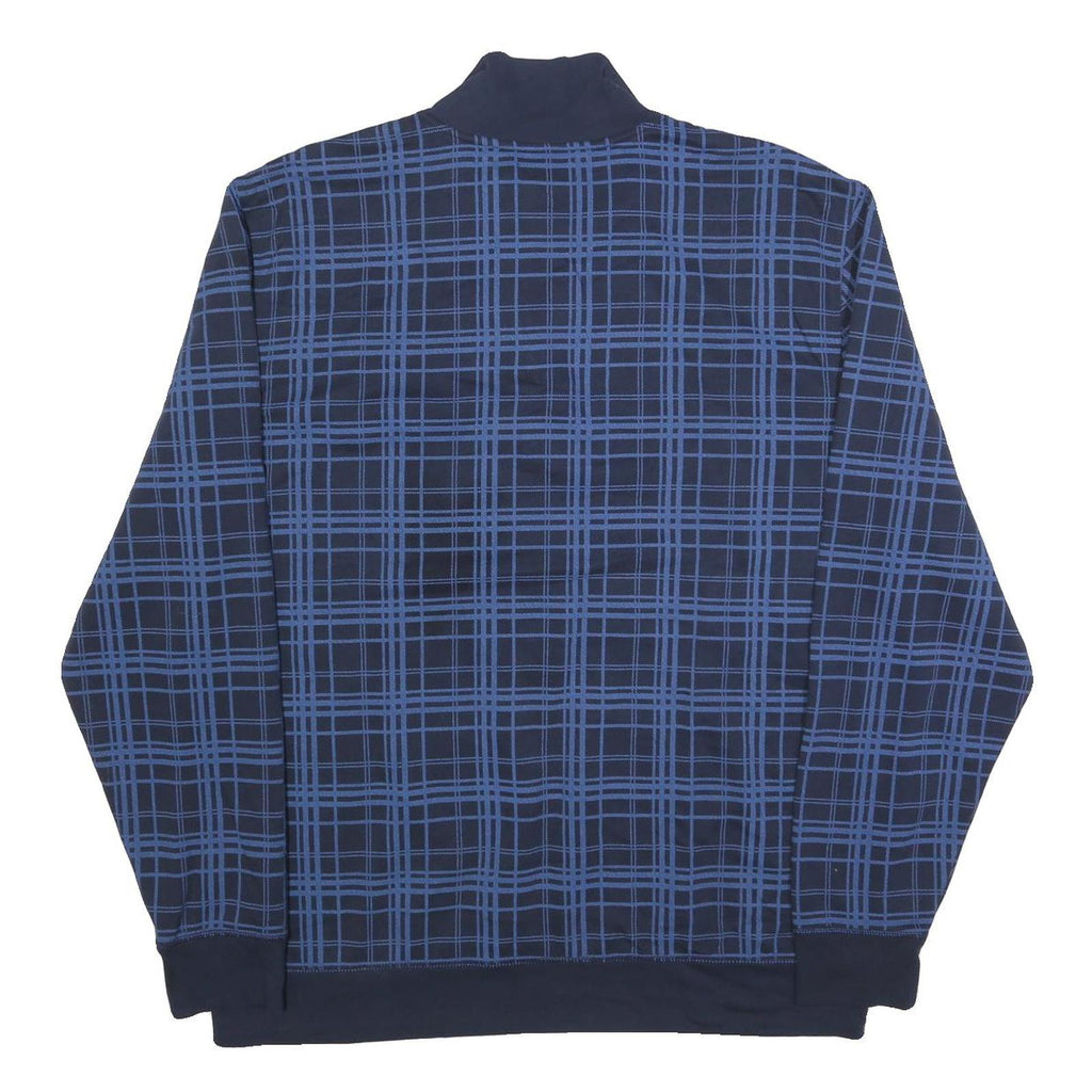 NAUTICA Mens Navy Blue Checked Quarter Zip 2XL Cotton Blend Sweatshirt