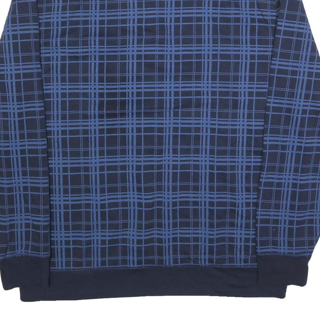 NAUTICA Mens Navy Blue Checked Quarter Zip 2XL Cotton Blend Sweatshirt