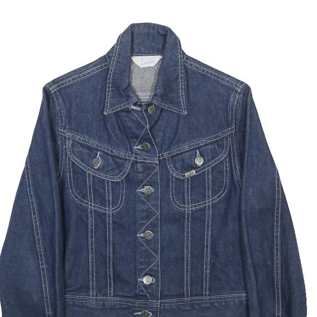 LEE Womens Blue Denim Cotton Button Jacket XS Classic Casual Lightweight