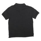TOMMY HILFIGER Mens Black Short Sleeve Plain Polo Shirt XL Cotton Blend Classic