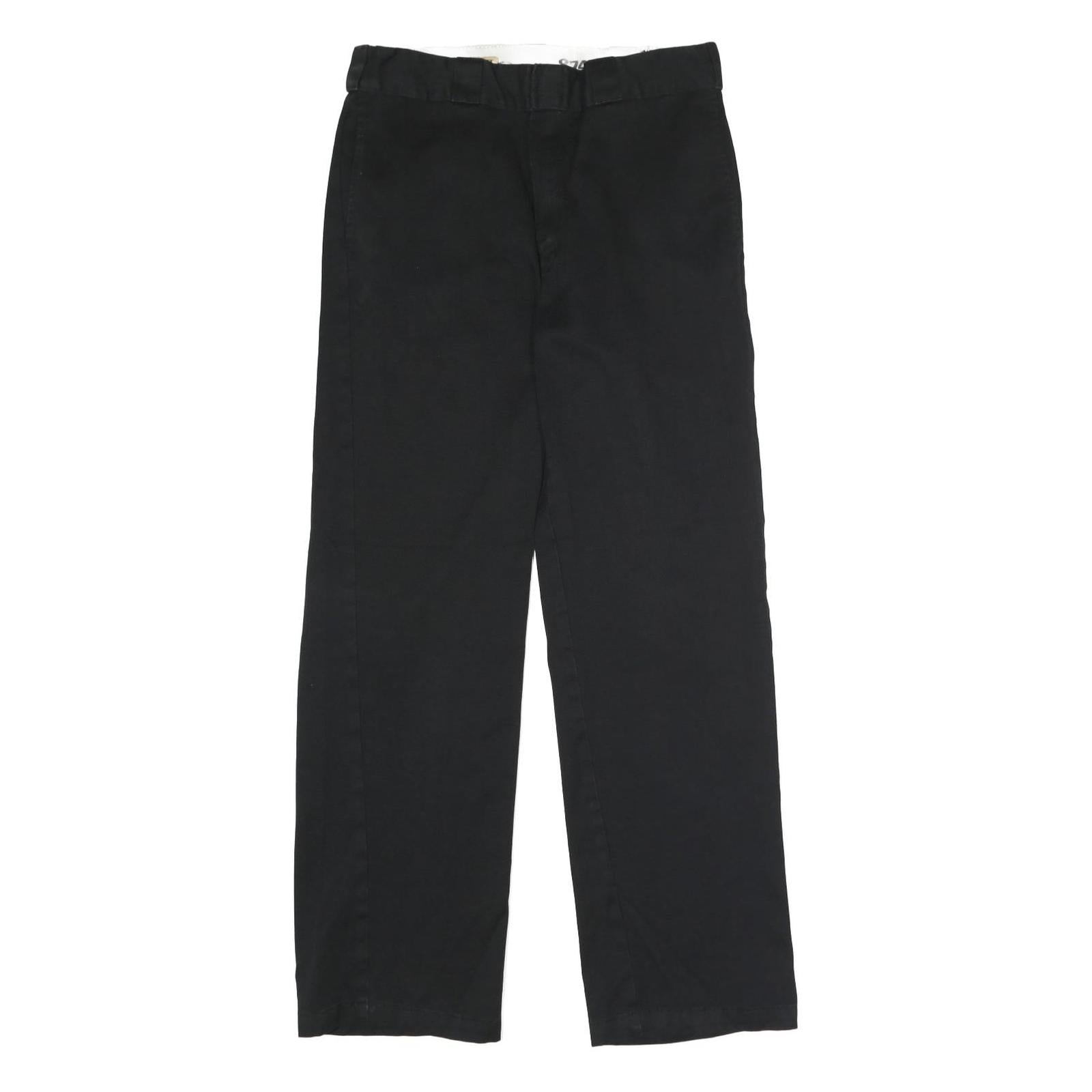 DICKIES Mens Black Polyester Blend Classic Straight Trousers W32 L32 Workwear