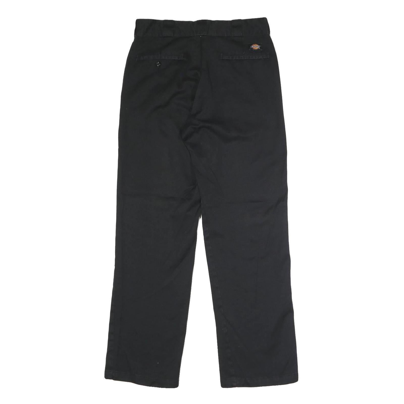 DICKIES Mens Black Polyester Blend Classic Straight Trousers W32 L32 Workwear