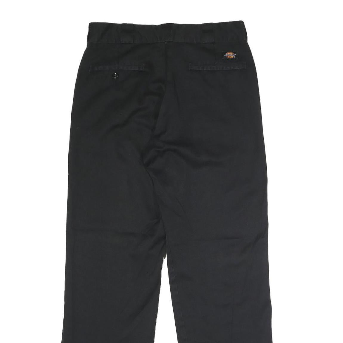 DICKIES Mens Black Polyester Blend Classic Straight Trousers W32 L32 Workwear
