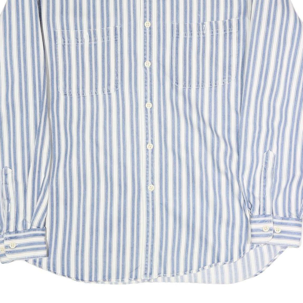 GAP Mens Blue & White Striped Cotton Shirt L Casual Classic Fit Button