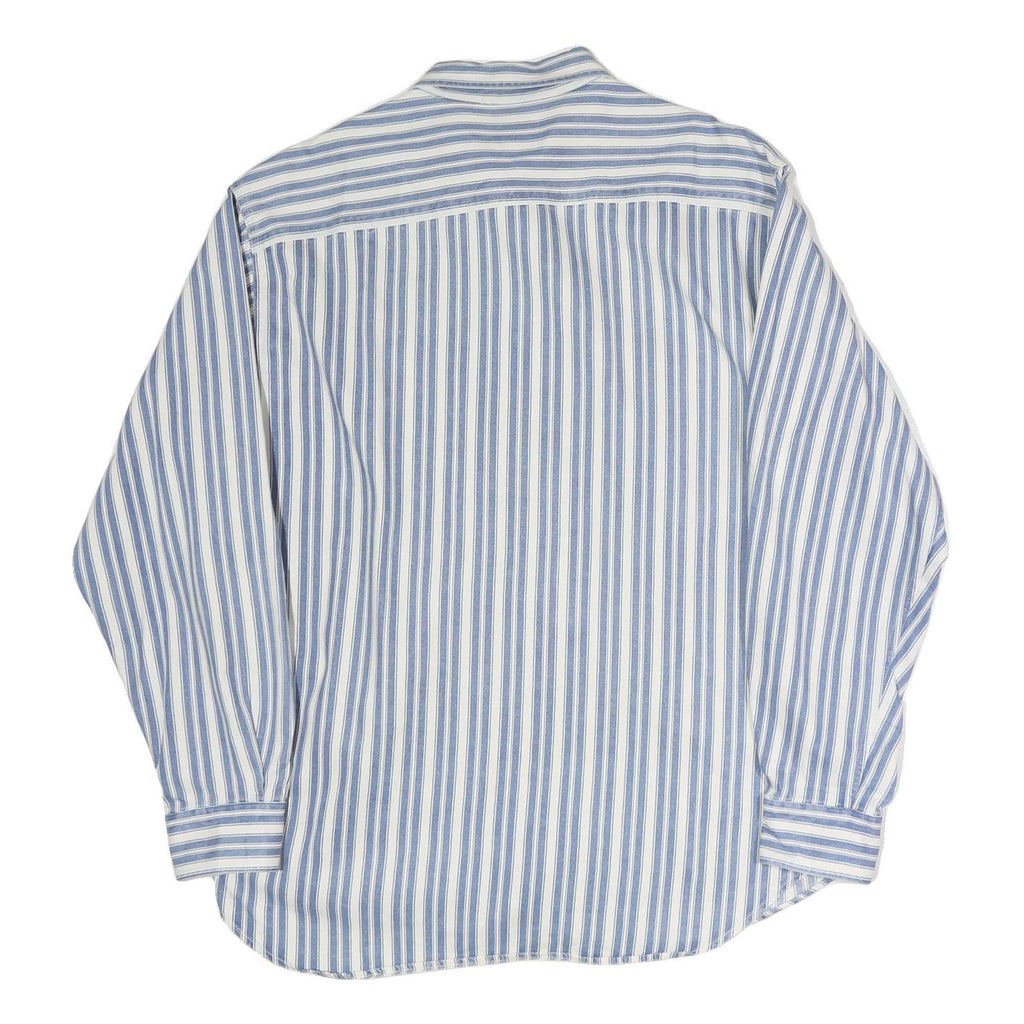 GAP Mens Blue & White Striped Cotton Shirt L Casual Classic Fit Button
