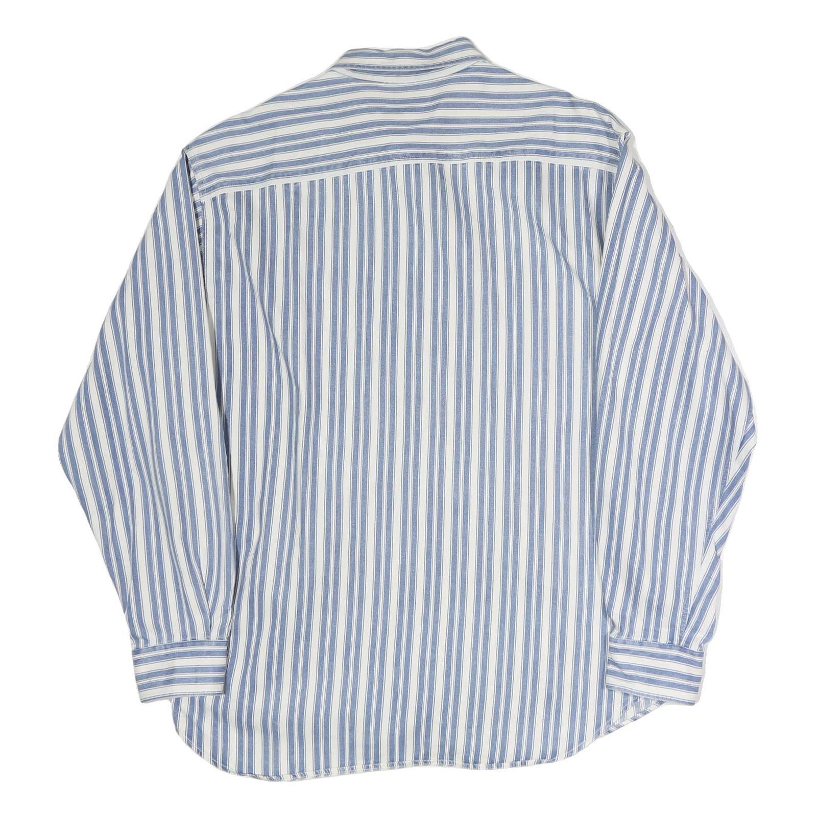 GAP Mens Blue & White Striped Cotton Shirt L Casual Classic Fit Button