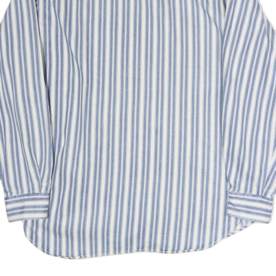 GAP Mens Blue & White Striped Cotton Shirt L Casual Classic Fit Button